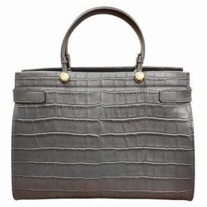 FURLA LADY M 2way ハンドバッグ クロコ型押し グレー