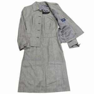 セットアップ スーツ 3ピース ジャケット ワンピース スカート シルク混 42 グレー