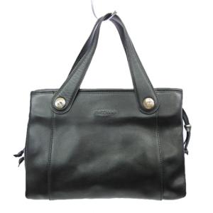 トートバッグ ハンドバッグ レザー ロゴ 金具 ストラップ 黒 ブラック 1114