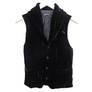 ベスト カットソー ベロア ショールカラー ブラック