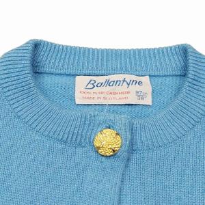 BALLANTYNE カシミヤ100％ カーディガン ニット 金釦 羽織り スカイブルー 38 1123 RRR
