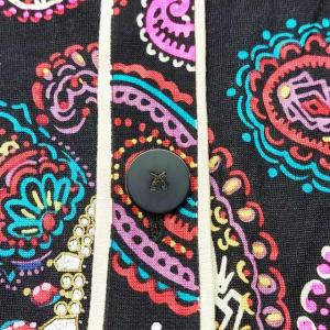 LEONARD FASHION シルク×ウール ノーカラーブルゾン ペイズリー柄 総柄 マルチカラー LL