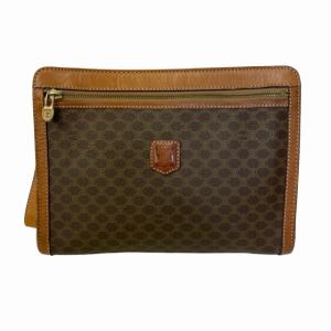 ヴィンテージ トリオンフ ロゴ マカダム セカンドバッグ クラッチバッグ レザー 総柄 茶 ブラウン 1226