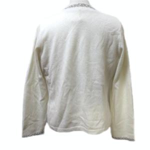 Leilian カシミヤ混 アンサンブルニット 13 大きいサイズ ウール カーディガン 長袖 トップス 半袖 セーター ビジュー アイボリー