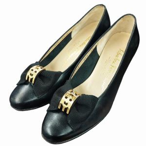 ガンチーニリボン パンプス ヒール シューズ 靴 ブラック 5 1