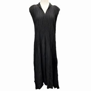 ISSEY MIYAKE FETE プリーツロングワンピース スリット 2 黒