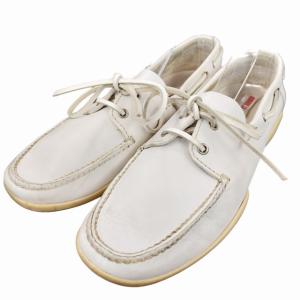 PRADA SPORT デッキシューズ モカシン 靴 ホワイト 約27?27.5cm 0121 IBO33