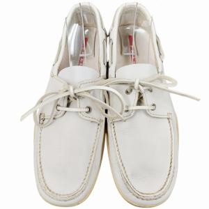 PRADA SPORT デッキシューズ モカシン 靴 ホワイト 約27?27.5cm 0121 IBO33
