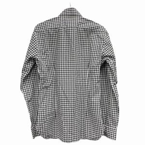 BARBA ギンガムチェック シャツ イタリア製 長袖 白 ホワイト 黒 ブラック 40 IBO33 0121