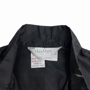Max Mara プルオーバー シャツ ブラウス シルク100% オープンカラー 比翼 白タグ 長袖 黒 ブラック 40 IBO33 0123