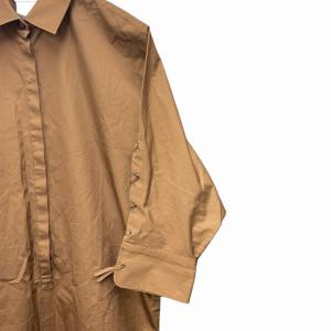 Max Mara プルオーバー シャツ ワンピース ドルマンスリーブ 比翼 白タグ 長袖 茶 ブラウン 36 IBO33 0122