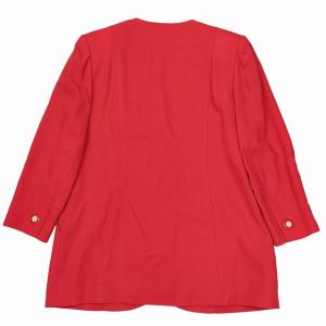 GIVENCHY GLAMOUR セットアップ スーツ フォーマル ヴィンテージ 金ボタン カラーレス ジャケット スカート 大きいサイズ レッド