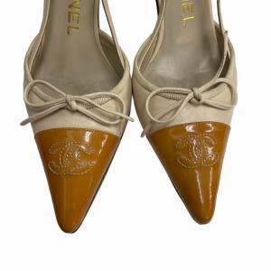 CHANEL サンダル ミュール アンクルストラップ ココマーク レザー ベージュ キャメル 34 1