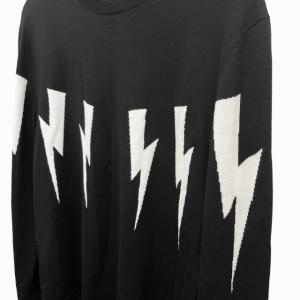 Neil Barrett セーター ニット サンダー ボルト SLIM FIT 薄手 長袖 黒 ブラック M 0111