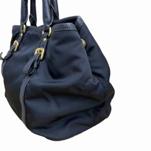 PRADA ナイロン レザー ハンドバッグ ネームタグ 黒 ブラック GY10 0112