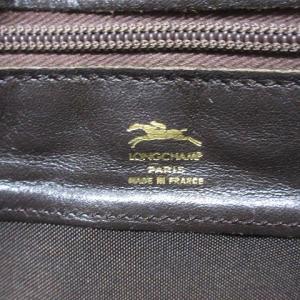 Longchamp 皮革 ショルダーバッグ 総柄 茶 ブラウン GY13 X