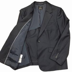 23区 BAHARIYE スーツ セットアップ パンツ ストレッチ 1B ジャケット ピンストライプ 大きいサイズ 50 19号 ネイビー