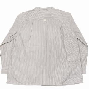 MHL. 17年 美品 バンドカラーシャツ ブラウス ノーカラー ストライプ グレー 1 0119