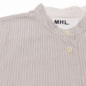 MHL. 17年 美品 バンドカラーシャツ ブラウス ノーカラー ストライプ グレー 1 0119
