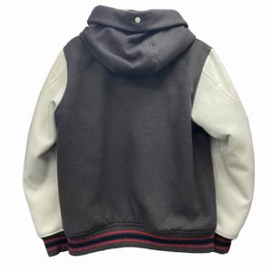 BEAMS スタジャン 中綿ジャケット キルティング フード 近年  灰 グレー 白 ホワイト M 0122