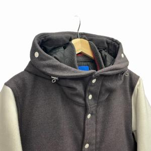 BEAMS スタジャン 中綿ジャケット キルティング フード 近年  灰 グレー 白 ホワイト M 0122