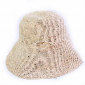 HELEN KAMINSKI ラフィアハット ストローハット ガルボハット 帽子 リボン ナチュラル 0205