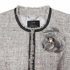 23区 シルク混 セレモニースーツ セットアップ フォーマル ツイードノーカラージャケット コサージュ付 お受験 入学式 入園式 小さいサイズ