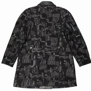 BALMAIN PIERRE BALMAIN ヴィンテージ 総柄 ダブルブレストコート ジャケット レザー切替 オーバーサイズ ブラック F
