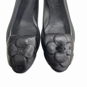 CHANEL フラットシューズ バレエシューズ パンプス カメリア ココマーク レース 黒 36 C