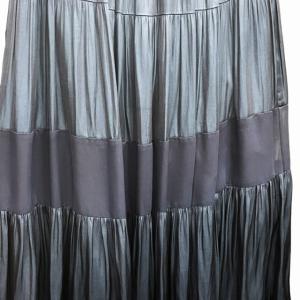 Diagram サテン ティアード ロング スカート ゴムウエスト 近年 紺 ネイビー 36 IBO35 0212