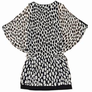 DIANE von FURSTENBERG 美品 シルク100％ ドルマンスリーブ ワンピース ダルメシアン柄 総柄 0 ホワイト ブラック 0221