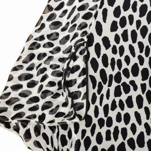 DIANE von FURSTENBERG 美品 シルク100％ ドルマンスリーブ ワンピース ダルメシアン柄 総柄 0 ホワイト ブラック 0221