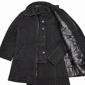 ヴィンテージ 3ピース キルティング セットアップ コート ジャケット スカート S ブラック 0221