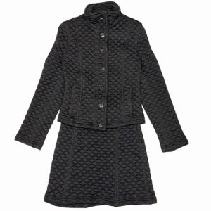 ARMANI JEANS ヴィンテージ 3ピース キルティング セットアップ コート ジャケット スカート S ブラック 0221