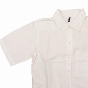 MHL. 美品 19年 DRY COTTON LINEN 半袖シャツ ブラウス ボックスシルエット ホワイト 1 0221
