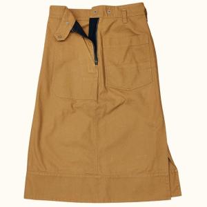 MHL. 美品 21年 ORGANIC COTTON GABERDINE  Aラインスカート サイドジップ ハンマーポケット ブラウン