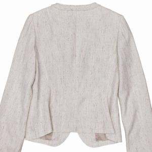 BARNEYS NEW YORK KIYOMI SAITO シルク混 ツイードスーツ セットアップ フォーマル ノーカラージャケット スカート アイボリー 38