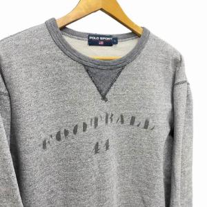 POLO SPORT ラルフローレン トレーナースウェット Vガゼット クルーネック 灰 グレー L IBO36 0227