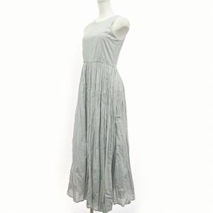 MARIHA 近年モデル ワンピース ノースリーブ ロング マキシ ギャザー 薄水 グレー系 36 0308 IBO36