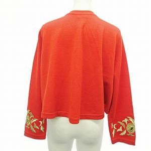 Christian Dior ヴィンテージ カーディガン ニット ビジュー 刺繍 ウール 前開き 赤 M 国内正規品 0313 RRR