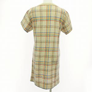 MISSONI 美品 ワンピース ニット 膝丈 半袖 チェック柄 ベージュ S 0313 RRR