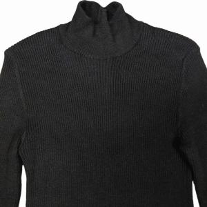 CHANEL ヴィンテージ ハイネックリブニットワンピース CCボタン カシミヤ シルク 34 黒