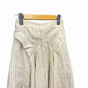 ISABEL MARANT タグ付 ストライプ柄 ひざ丈スカート フレアスカート シルク ベージュ 34 eco 0314