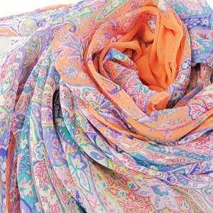 ETRO ロング スカーフ ストール シルク ペイズリー シアー シフォン マルチカラー 0314