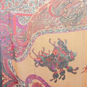 FENDI 大判 スクエア ストール 総柄 ペイズリー ウール 黒 0314