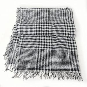 Faliero Sarti 美品 ストール マフラー グレンチェック ウール系 白 黒 0329