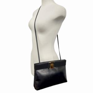 Salvatore Ferragamo D 210588 ヴァラ レザー ショルダーバッグ クロスボディ 斜め掛け ブラック 0401