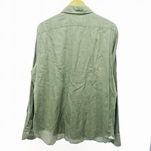 Finamore ホリゾンタルカラー シャツ 長袖 緑 XL 0504 IBO37