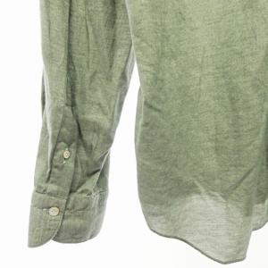 Finamore ホリゾンタルカラー シャツ 長袖 緑 XL 0504 IBO37