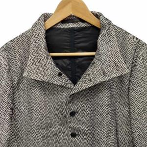 GIORGIO ARMANI ヘリンボーン 中綿ハーフコート ジャケット スタンドカラー グレー 48 0412